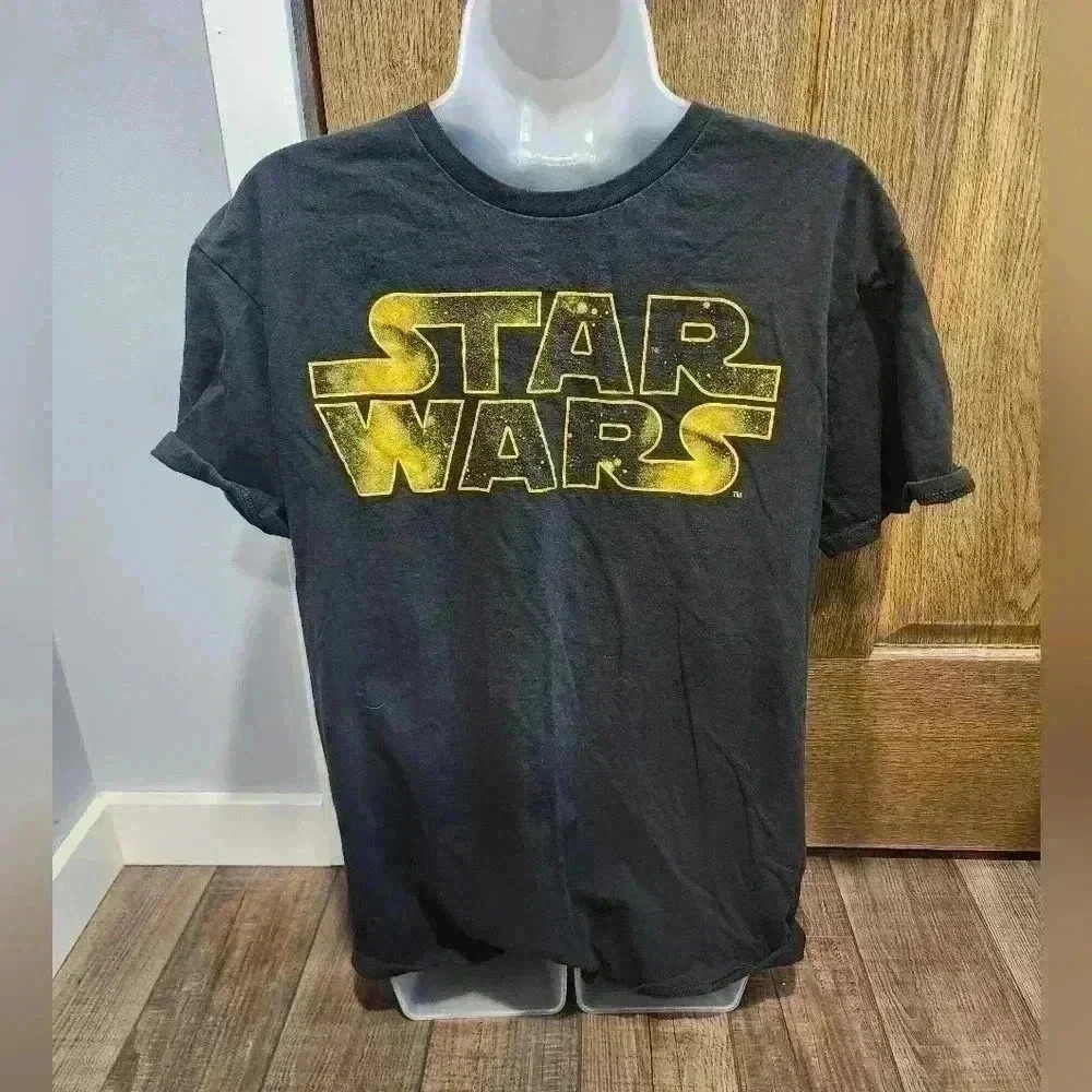 Adult Star Wars Logo T-Shirt Size L Black Unisex